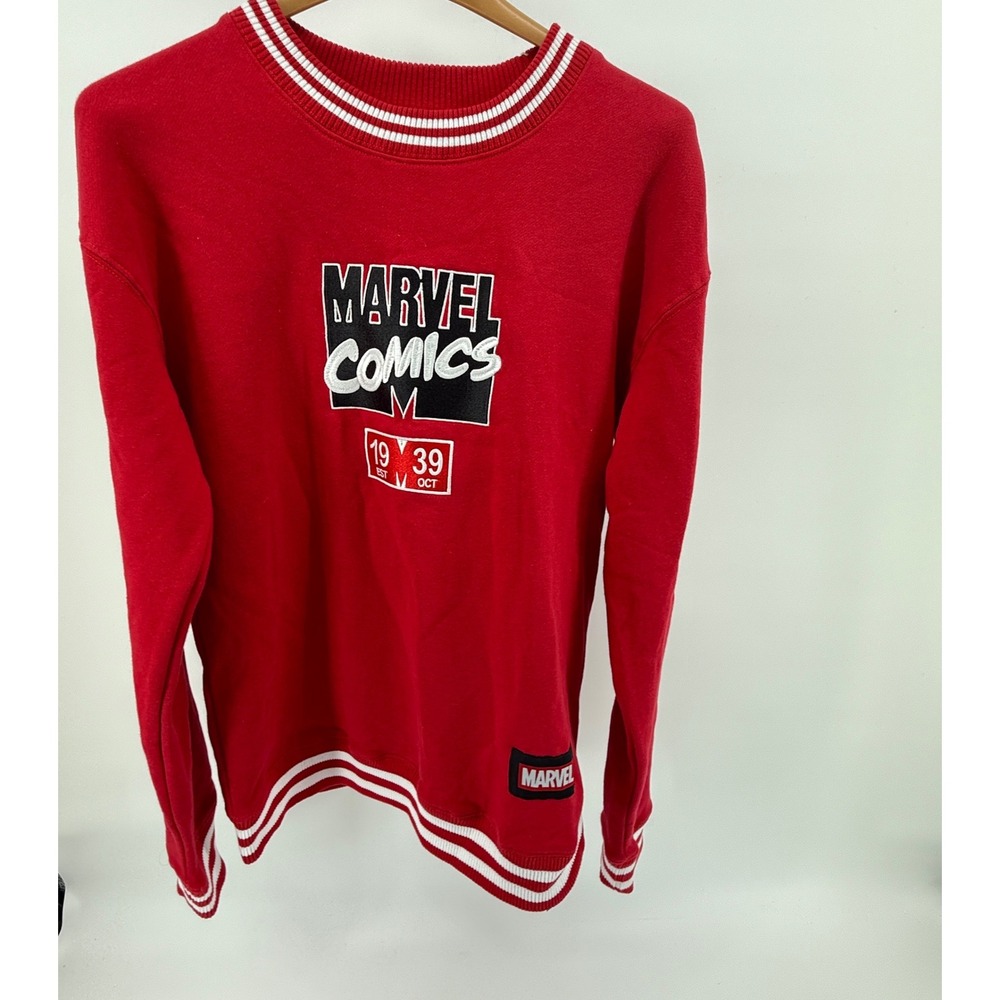 Marvel Comics BoxLunch Red Pullover‎ Sweatshirt Size S Graphic Crewneck